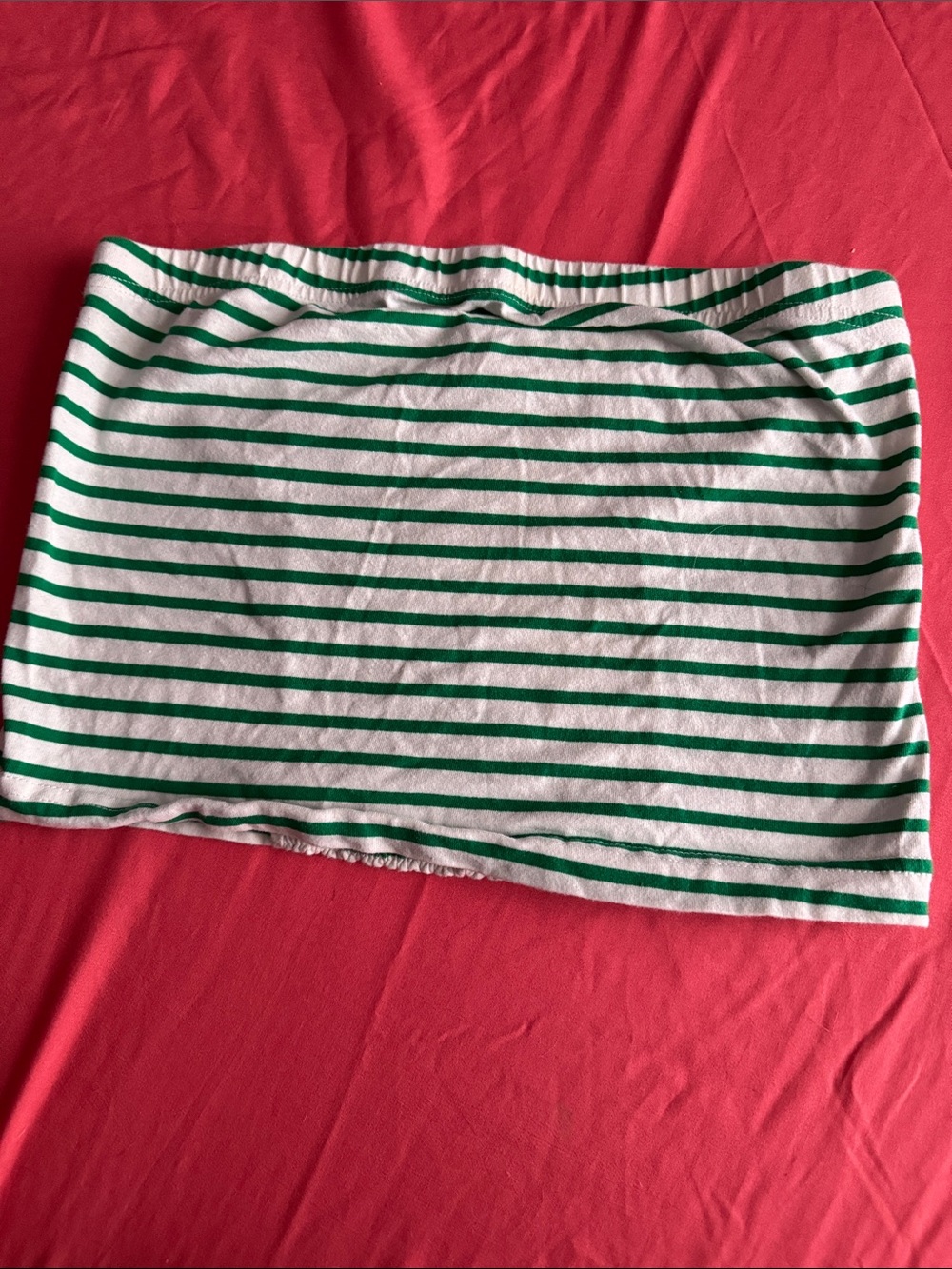 Striped Green and White Tube Top
